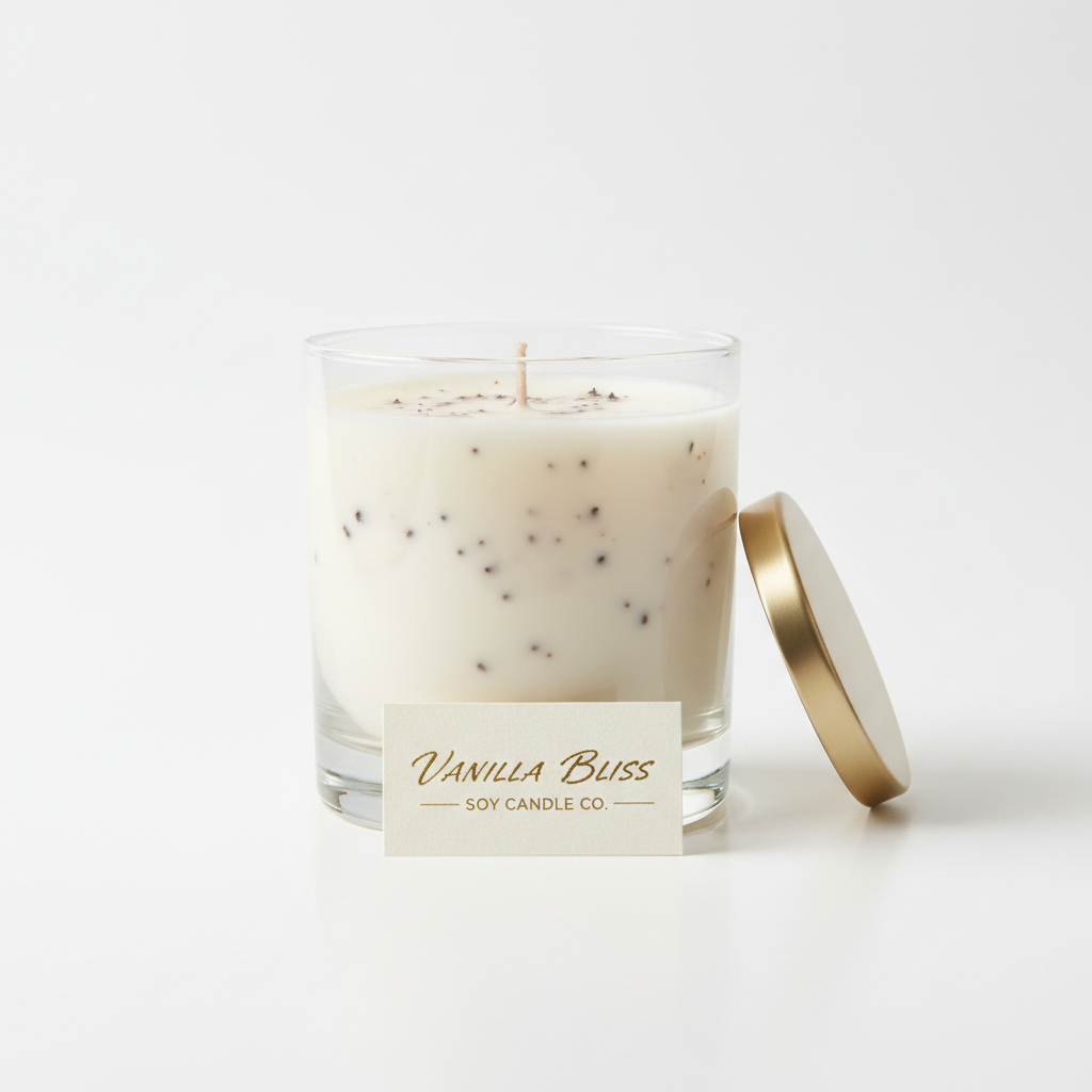 Vanilla Bean Soy Candle - Professional Product Photo